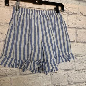 Blue and white striped shorts
